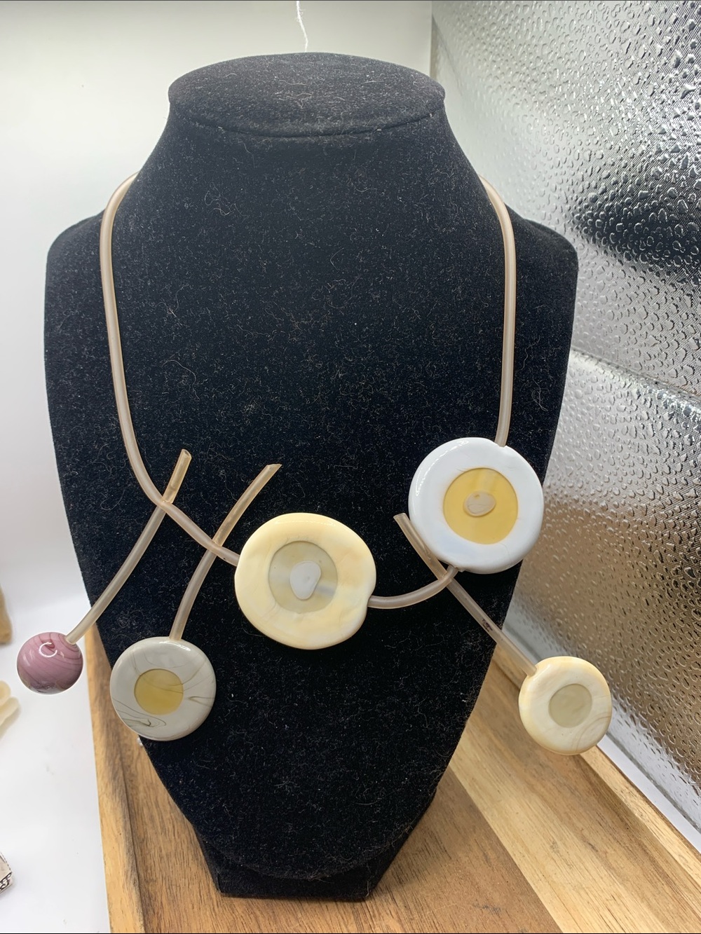 Murano Sent Contemporary Yellow & White Disc Statement Necklace